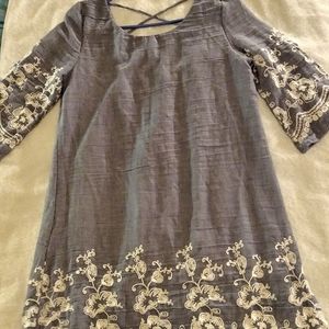 GiBlu  dress with flowered embroidery